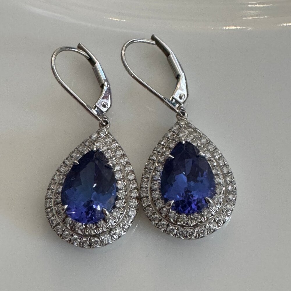 Tiffany Co Soleste Tanzanite Diamond Platinum Earrings